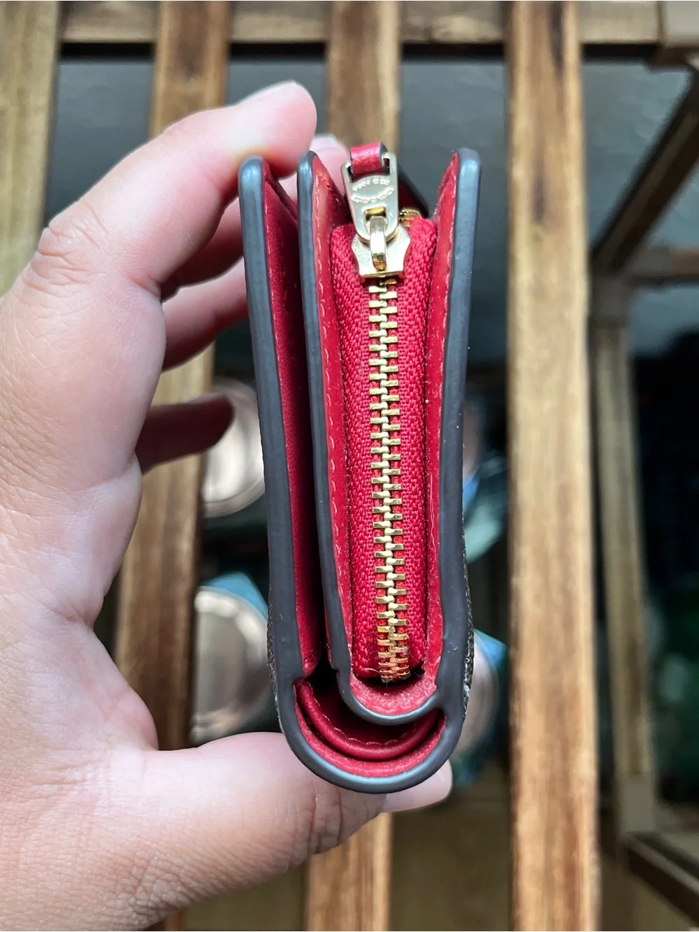 Coach Medium Corner Zip Wallet In Signature Canvas